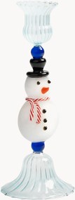 Ručne vyrobený svietnik Merry Snowman