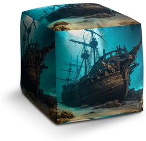Sablio Taburet Cube Vrak drevenej lode na dne mora: 40x40x40 cm