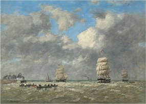 Sklenený obraz - Eugène Boudin, Le Havre, reprodukcia (70x50 cm)