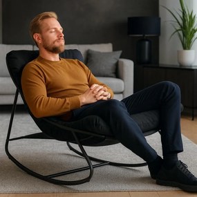 Hojdacie záhradné kreslo na terasu alebo do obývačky, čierne AURORA