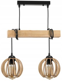 BERGE Závesné stropné svietidlo LED drevený trám 2xE27 Wooden Ball Luster