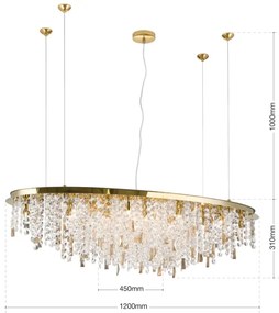 Orion - Krištáľový luster na lanku CRYSTALRIVER 21xG9/40W/230V zlatá