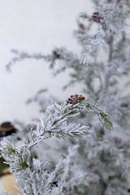 Zasnežený vianočný stromček v jute a so šiškami Pine Tree - 55*120 cm