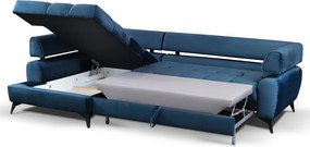 Rohová sedacia súprava Paris, modrá látka, ľavý roh