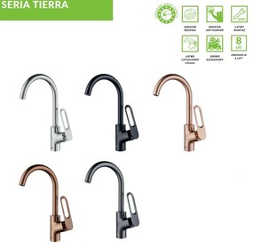 Laveo Tierra, drezová batéria s výlevkou v tvare U h-355, medená matná, LAV-BAJ_868D