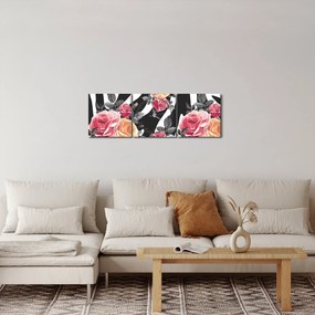 Obraz rozkvitnutých ruží (s hodinami) (90x30 cm)