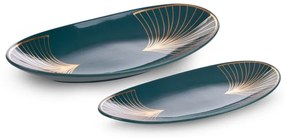 Dekoračný tanier LOTOS 10 2 tyrkysový / zlatý