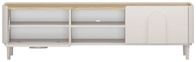 TV stolík Amilio 170 cm so zásuvkou - kašmír / olejovaný dub / úchytky kašmír