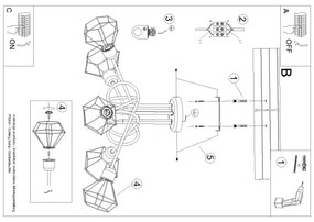 Sollux SL.1110 - Luster na tyči ARTEMIS 5xE14/40W/230V čierna