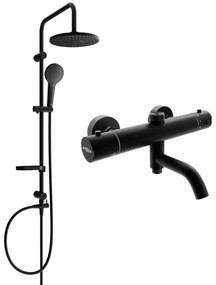 Mexen Erik, sprchový set s dažďovou sprchou a KAI termostatickou vaňovou batériou, čierna matná, 77900205-70