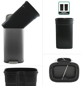 Spirella Akira 50 l odpadkový kôš s pedálom atichým zatváraním, matná sivá farba, 50 l
