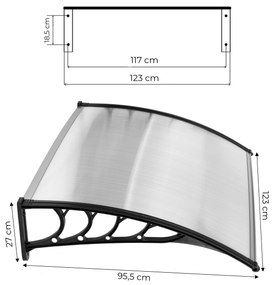 Strieška nad dvere, 120x100 cm, kryt z polykarbonátu