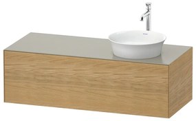 DURAVIT White Tulip závesná skrinka pod umývadlo na dosku vpravo, 1 zásuvka, 1300 x 550 x 408 mm, dub prírodný masív/taupe matná, WT4977RH560