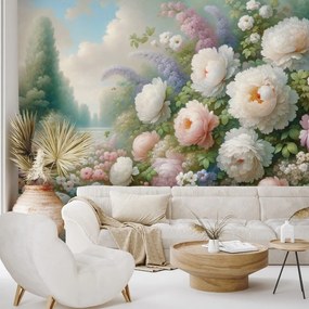 Tapeta pastelová kvetinová záhrada
