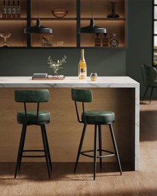 VASAGLE EKHO – Sada 2 barových stoličiek z umelej kože, otočné, LBC089 Farba: čierna