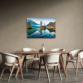 Sklenený obraz - Jazero Hintersee, Bavorské Alpy, Rakúsko (70x50 cm)
