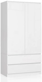 Skriňa S 90 cm 2D 2SZ CLP biela, lesk