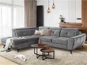 Rohová sedacia súprava Sergio, dymovo šedá látka, ľavý roh%