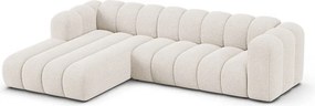 Krémovobiela ženilková rohová pohovka (ľavý roh/s leňoškou) Lupine – Micadoni