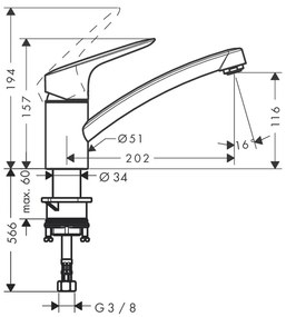 Hansgrohe Logis M31, kuchynská páková batéria 120, 1jet, chrómová, HAN-71830000