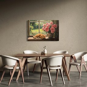Obraz - Mačka na okne (90x60 cm)
