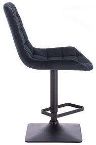 LuxuryForm DESIGN Barová stolička PARIS VELUR na čiernej hranatej podstave - čierna