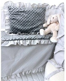 Set do kočíka sivý – deka a vankúšik, obojstranný dizajn 100% bavlna a hebká minky, pohodlie pre bábätko