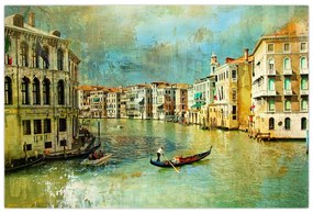 Obraz - Benátsky kanál a gondoly (90x60 cm)