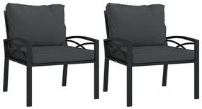 vidaXL Záhradné stoličky so sivými vankúšmi 2 ks 68x76x79 cm oceľ