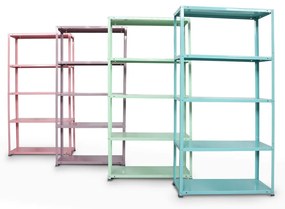 Svetlo modrý skrutkový kovový regál 180x90x30, 5 políc, nosnosť 80 kg na jednu policu