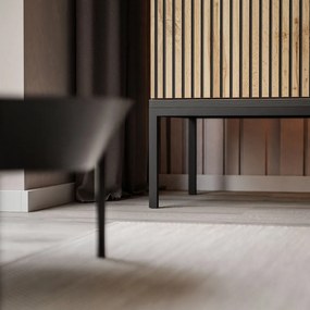 VYSOKÁ VITRÍNA ALESSIO 104 cm DUB WOTAN / ČIERNA LED