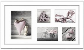Biely rámček na 5 fotografií Styler Malmo, 51 × 27 cm