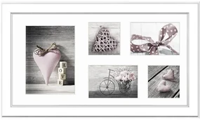 Biely rámček na 5 fotografií Styler Malmo, 51 × 27 cm