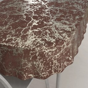 Biante Veľký zamatový oválny obrus Isabela IBL-014 Zlatý mramor na červenohnedom 260x320 cm