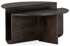 Tmavohnedý okrúhly konferenčný stolík z mangového dreva ø 80 cm Divya – MOME