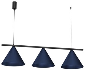 Závesné svietidlo Capital, 3x tmavomodré kovové tienidlo, (fi 30cm), db