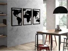 WORLD MAP TRIPTYCH 3D dekorácia Čierna