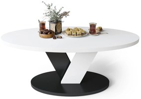 LOVA Biely/Čierny - OVÁLNY KONFERENČNÝ STOLÍK 110 × 60 cm MODERNÝ KÁVOVÝ STOLÍK