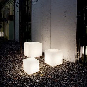 IDEAL LUX Vonkajšia stojacia lampa LUNA, biela, 50 cm