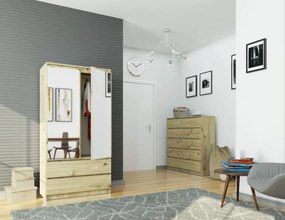Šatníková skriňa Tesi S90 s dvoma zrkadlami dub artisan