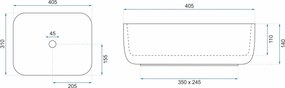 Rea Demi Mini, umývadlo na dosku 400x305x140 mm, imitácia kameňa Aiax Shiny, REA-U5065