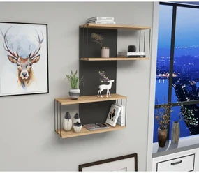 Asir Nástenná polica DESTAN 96x65 cm antracit/hnedá AS1371