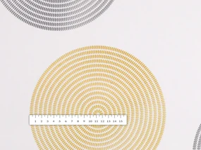 Biante Zamatový štvorcový obrus Tamara TMR-023 Žlté a sivé designové kruhy na smotanovom 110x110 cm