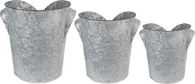 Zinkové antik plechové obaly na kvetináče sako - Ø 25*28 / Ø 21*24 / Ø 17*20 cm