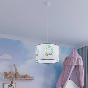Detské závesné svietidlo Unicorn, 1x plastové tienidlo so vzorom, (fi 40cm)