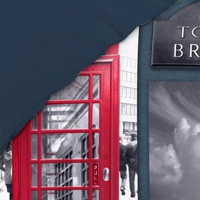 Tmavomodré bavlnené obliečky na jednolôžko 140x200 cm City London – douceur d'intérieur