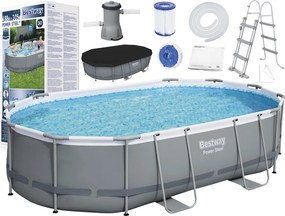 Bazén s oceľovým rámom Power 488x305x107, BESTWAY 7v1 + príslušenstvo