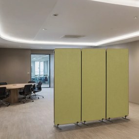 Akustický paraván, deliaca stena 160 x 60 cm, 3 ks v balení, textilný povrch, spojiteľná na zips, sivá