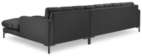 Tmavosivá zamatová rohová pohovka Cosmopolitan Design Bali, pravý roh