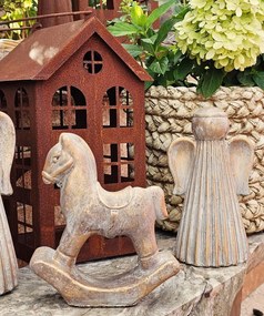 Zlatá antik cementová dekorácia hojdací koník Horse Gold - 14*5*15 cm
